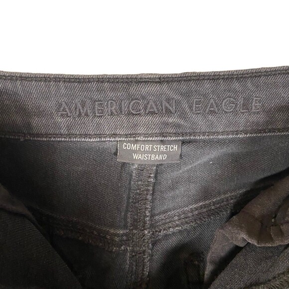 American Eagle Women's Size 2 Mom Straight Jean Distressed Faded Black Denim 90s - Picture 8 of 14
